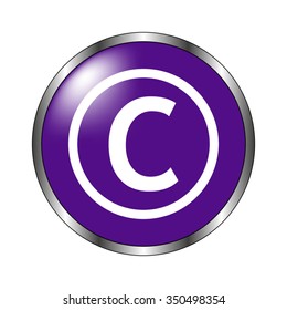 Copyright symbol - vector icon; violet button