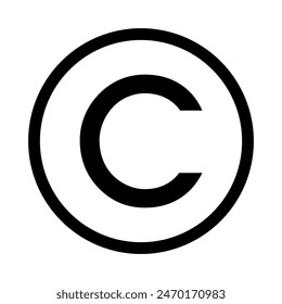 Copyright symbol vector illustration, Registered sign icon isolated on white background, trademark registration symbols.