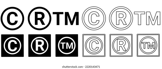 copyright trademark Symbol set isolated on white background