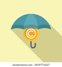 Copyright umbrella protection icon flat vector. Client work brand. Legal justice