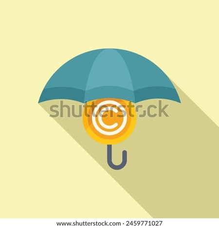 Copyright umbrella protection icon flat vector. Client work brand. Legal justice