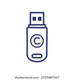 Copyright usb drive. Digital storage device with a copyright symbol, symbolizing protected data.