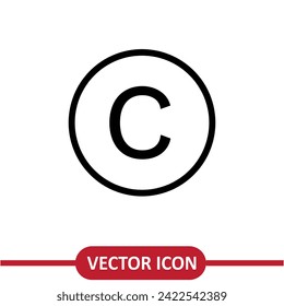 Copyright vector icon, flat trendy style illustration on white background..eps