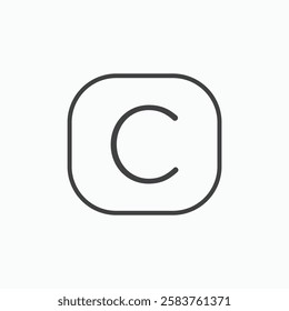 Copyright vector icon isolated in black line