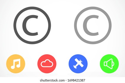 Copyright-Vektorillustration-Symbol. Symbol für Urheberrechtstechnologie. das Urheberrecht für den Verkauf von Ausrüstungssymbolen. 10 Jahre EPS-Design. Lorem Ipsum.