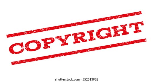 Copyright watermark stamp. Text caption between parallel lines with grunge design style. Rubber seal stamp with scratched texture. Vector red color ink imprint on a white background.