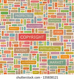 DERECHOS DE AUTOR. collage de palabras. Ilustración perfecta.