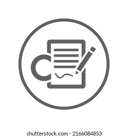 Copyright, icono de escritura. Gráficos vectoriales grises.