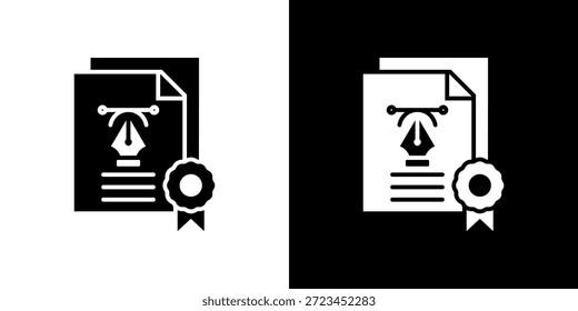 Icono de Diseño gráfico con derechos de autor relleno en blanco y negro.