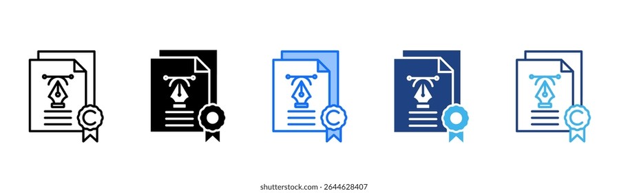 Conjunto de iconos de Diseño gráfico con derechos de autor colección de estilos múltiples