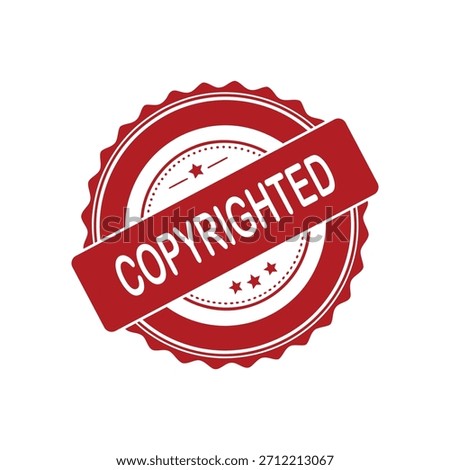 Copyrighted Rubber Stamp. Red Copyrighted Rubber Grunge Stamp Vector Illustration