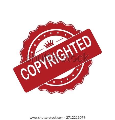 Copyrighted Rubber Stamp. Red Copyrighted Rubber Grunge Stamp Vector Illustration