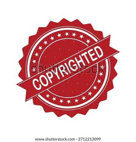 Copyrighted Rubber Stamp. Red Copyrighted Rubber Grunge Stamp Vector Illustration