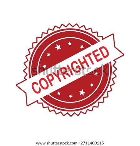 Copyrighted Rubber Stamp. Red Visa Copyrighted Rubber Grunge Stamp Vector Illustration