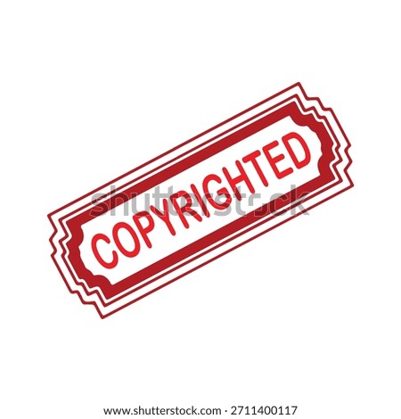 Copyrighted Rubber Stamp. Red Visa Copyrighted Rubber Grunge Stamp Vector Illustration