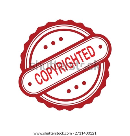 Copyrighted Rubber Stamp. Red Visa Copyrighted Rubber Grunge Stamp Vector Illustration