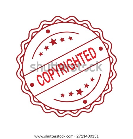Copyrighted Rubber Stamp. Red Visa Copyrighted Rubber Grunge Stamp Vector Illustration