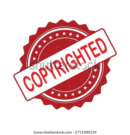 Copyrighted Rubber Stamp. Red Visa Copyrighted Rubber Grunge Stamp Vector Illustration