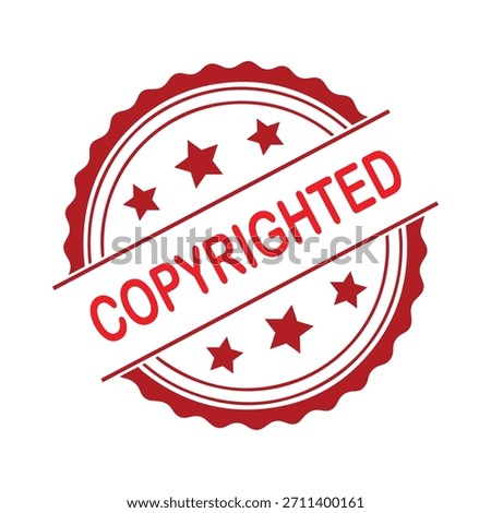 Copyrighted Rubber Stamp. Red Visa Copyrighted Rubber Grunge Stamp Vector Illustration
