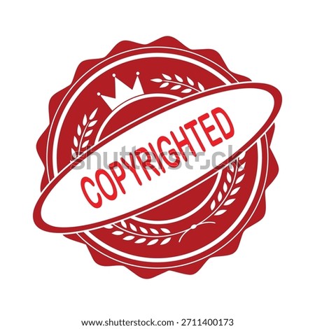 Copyrighted Rubber Stamp. Red Visa Copyrighted Rubber Grunge Stamp Vector Illustration