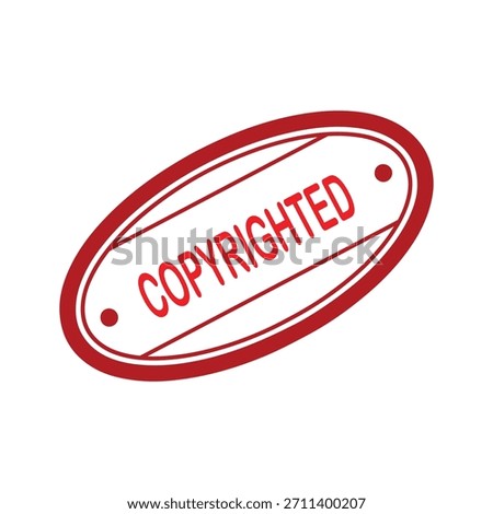 Copyrighted Rubber Stamp. Red Visa Copyrighted Rubber Grunge Stamp Vector Illustration