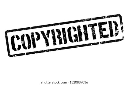 copyrighted stamp on white background. Sign, label, sticker.