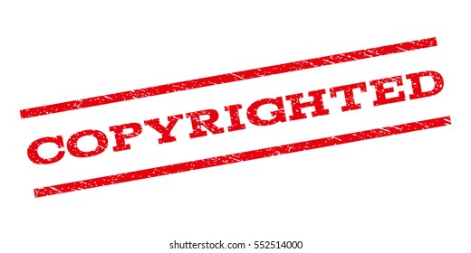 Copyrighted watermark stamp. Text caption between parallel lines with grunge design style. Rubber seal stamp with unclean texture. Vector red color ink imprint on a white background.