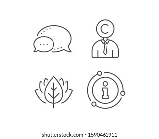 Copyrighter line icon. Chat bubble, info sign elements. Writer person sign. Copywriting symbol. Linear copyrighter outline icon. Information bubble. Vector