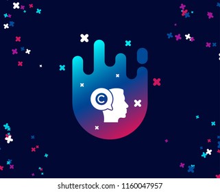 Copyrighter simple icon. Writer person sign. Copywriting symbol. Cool banner with icon. Abstract shape with gradient. Vector