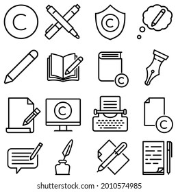 Copyrighting icon vector set. copy writing illustration sign collection. write symbol or logo.