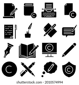 Copyrighting icon vector set. copy writing illustration sign collection. write symbol or logo.