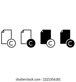 Conjunto de vectores de icono de derechos de autor. colección de signos de ilustraciones de escritura de copia. símbolo o logotipo de escritura.