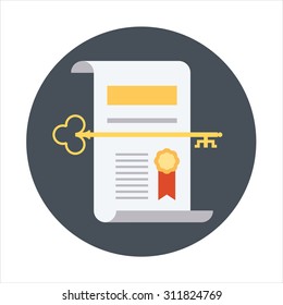 Copyrighting theme, flat style, colorful, vector icon for info graphics, websites, mobile and print media.