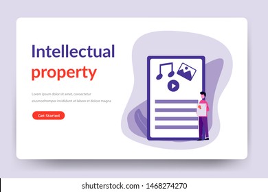 Copyright.Intellectual property.information protection with trademark and copyright vector illustration concept for web landing page template, banner, flyer and presentation