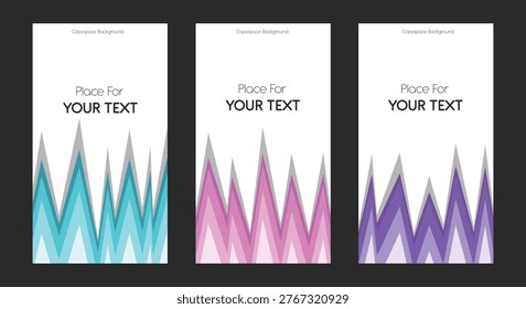 Copyspace background featuring three colorful abstract banners for text above ideal backgrounds. Suitable for website headers or social media posts.