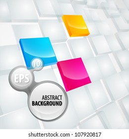 Copyspace eps10 vector light background made of dimensional white and cmyk colored plates