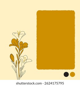 Copyspace with flower decoration, yellow background 
