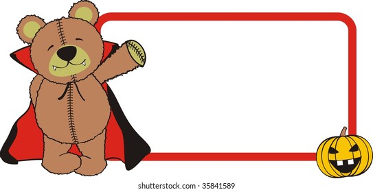 copyspace with teddy bear and pumpkin in vector format