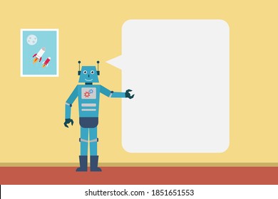 Copyspace vector concept: Robot presenting a blank text bubble for your text