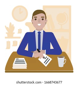 Copywriter character for animation, vector illustration