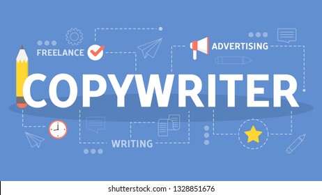 Copywriter concept. Idea of writing texts, creativity and promotion. Making valuable content and working as a freelancer. Text post in the internet. Isolated vector flat illustration
