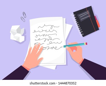 Copywriter concept. Idea of writing texts, creativity and promotion. Making valuable content and working as a freelancer. Vector illustration in cartoon style