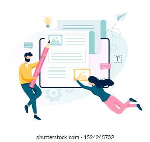 Copywriter concept. Idea of writing texts, creativity and promotion. Making valuable content and working as freelancer. Isolated flat illustration