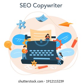 Copywriter concept. Idea of writing texts, creativity and promotion. Making valuable content and working as freelancer. Vector illustration in cartoon style