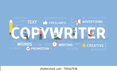 Copywriter concept illustration. Idea of writing texts, creativity and advertising.