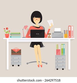 copywriter concept, women on his desk working