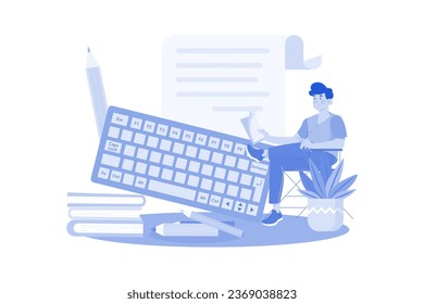 Copywriter creating SEO optimized copy illustration concept 