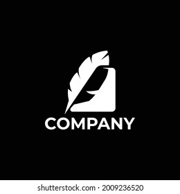 copywriter feather logo company ready to use. logo design vector template. modern logo concept.