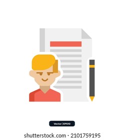 Copywriter icon. Digital Nomad Icons Collection. Icons included consulting, revenue, business development, referrals, start-up, freelancing, community, etc. EPS10