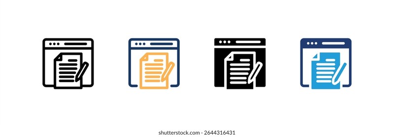 Copywriter icon set multiple style collection. Vector illustration.